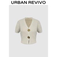 URBAN REVIVO V-Neck One Button Skater Knitted Cardigan UIS950031 Casual Outfit 2025 Women Clothing Girl Elegant Fashio...