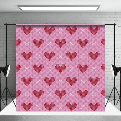Knitted Texture Hearts Valentine's Day Photo Backdrop - Aperturee