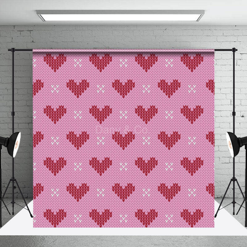 Knitted Texture Hearts Valentine's Day Photo Backdrop - Aperturee