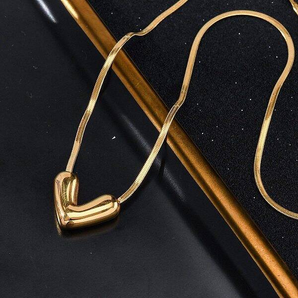 304 Stainless Steel Heart Pendant Snake Chain Necklaces