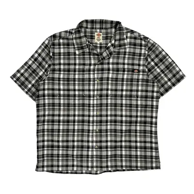 Dickies Checked Short Sleeve Shirt - 2XL Grey Cotton Blend