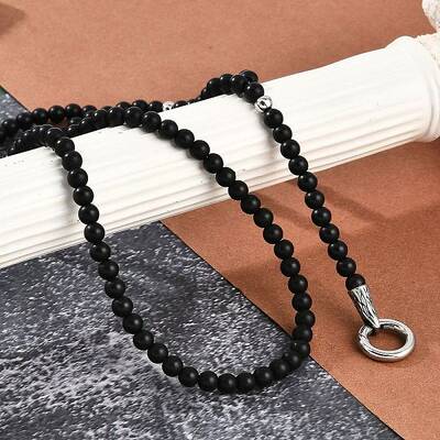 Frosted Glass Round Beaded Y Necklaces