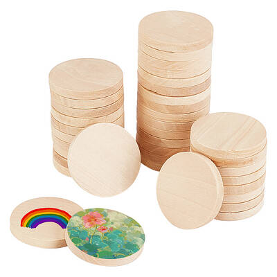 Flat Round Wooden Cabochons