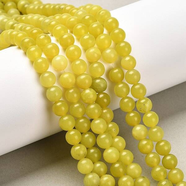 Natural Olive Jade Round Bead Strands
