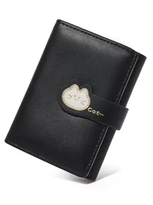 Women's Cute Cat Pattern Bifold Wallet, 2025 New Style Casual Trendy Short Money Saving Wallet, Casual Fashionable Versatile ...