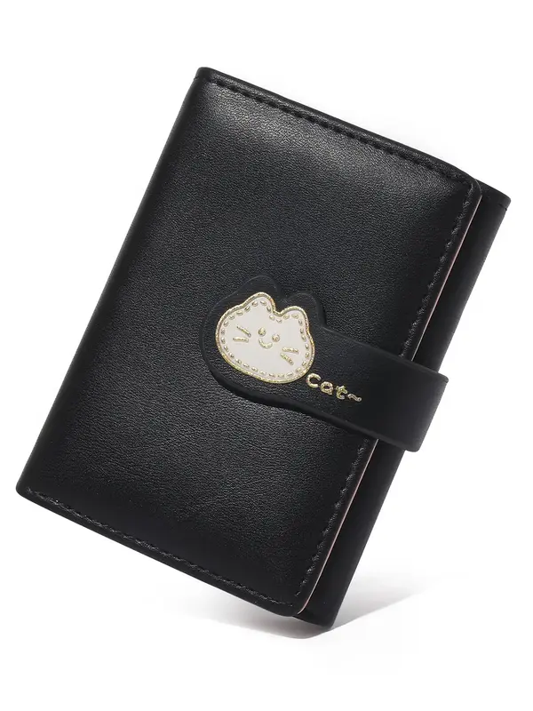 Women's Cute Cat Pattern Bifold Wallet, 2025 New Style Casual Trendy Short Money Saving Wallet, Casual Fashionable Versatile ...