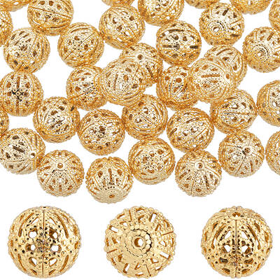 50Pcs Brass Filigree Beads