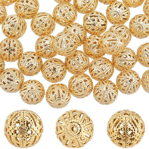 50Pcs Brass Filigree Beads