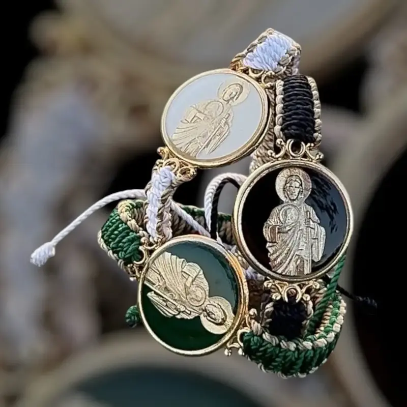 Saint Jude Handmade Bracelets - Adjustable in Green, White, and Black