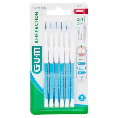 Gum interdental toothbrushes 0.9mm X6 Proxabrush Bidirectional