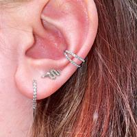 Oufer 20G/18G/16G  Micro Gem CZ Hinged Double Row Nose Nostril Piercing Hoop Ring Conch Helix Lobe Tragus Hoop Cartilage Ring...