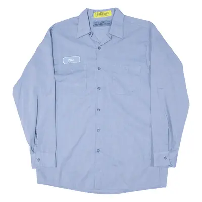 CINTAS Worker Shirt Blue Long Sleeve Mens L