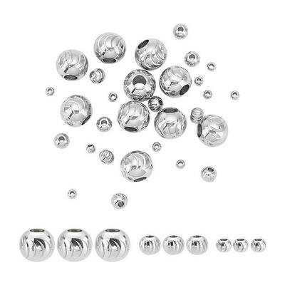 30Pcs 3 Style 201 Stainless Steel Beads