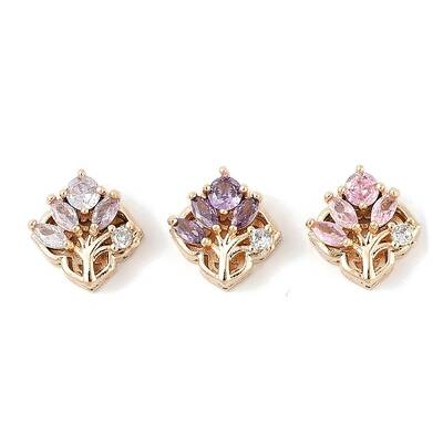 Brass Micro Pave Cubic Zirconia Beads
