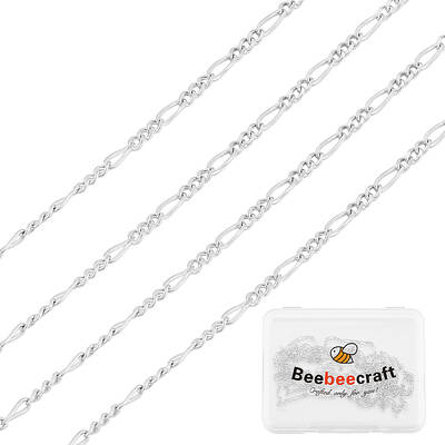 Anti-Tarnish 1M Rhodium Plated 925 Sterling Silver Figaro Chain