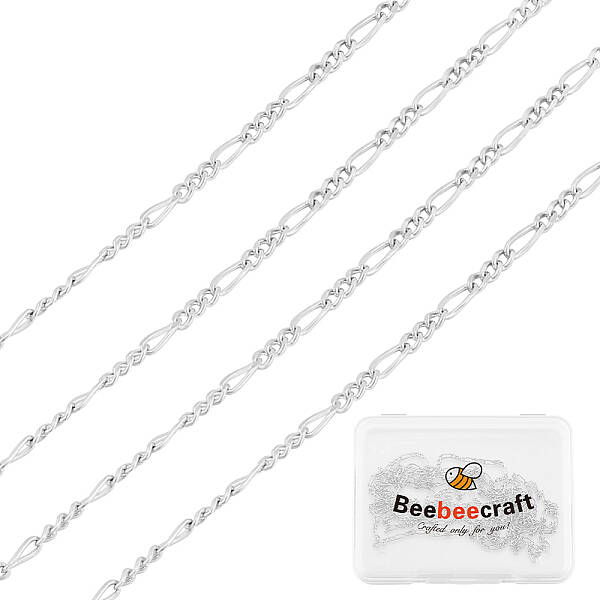 Anti-Tarnish 1M Rhodium Plated 925 Sterling Silver Figaro Chain