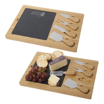 36 Promotional Slate Cheese Board Set - FDA Compliant