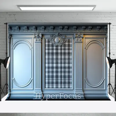 Vintage White Carved Wall Plaid Photography Backdrop - Aperturee