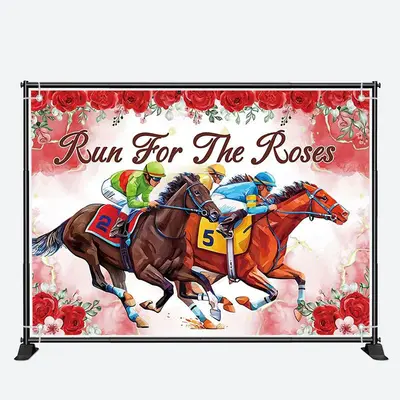 Run For Roses Red Horses Kentucky Derby Backdrop - Aperturee