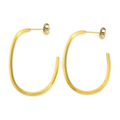 Ion Plating(IP) 304 Stainless Steel Oval Stud Earrings