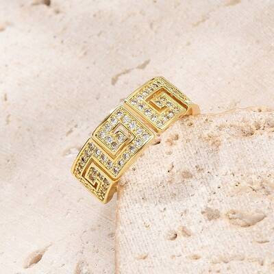 Rack Plating Brass Micro Pave Cubic Zirconia Cuff Finger Rings for Women