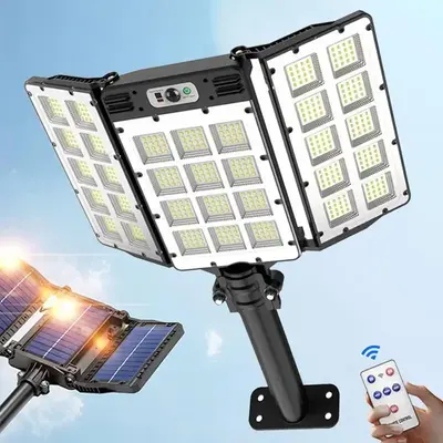 Solar Flood Lights 800 LEDs Motion Sensor Remote Control IP65 Waterproof 3 Brightness Modes Super Bright Outdoor Security Lig...