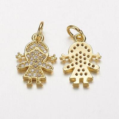 Electrophoresis Brass Micro Pave Cubic Zirconia Charms