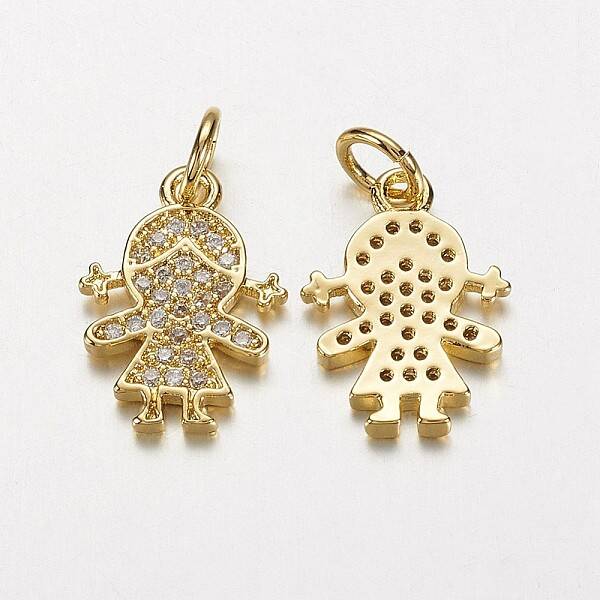 Electrophoresis Brass Micro Pave Cubic Zirconia Charms