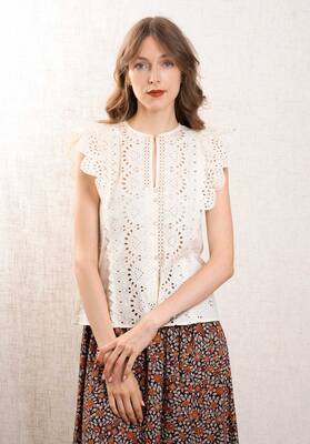 Blouse Lainey Emb Aw24-035 Cream | Color: CREAM | Size: S