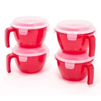 LocknLock Set of 4 Cereal Bowls with Colored Body & Handles