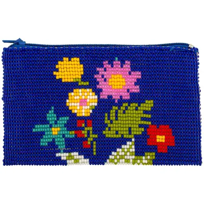 Wildflower Beaded Coin Purse - Black