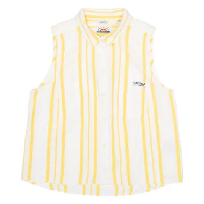 SUPERDRY Womens Shirt Yellow Striped Sleeveless UK 12