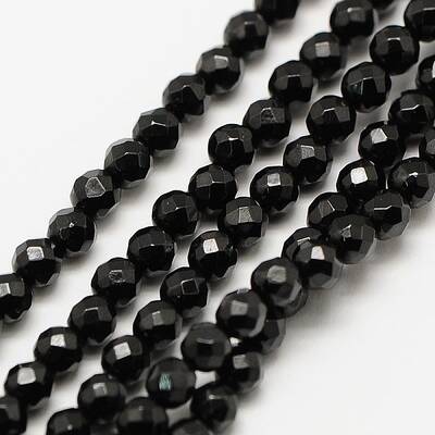 Natural Black Spinel Bead Strands