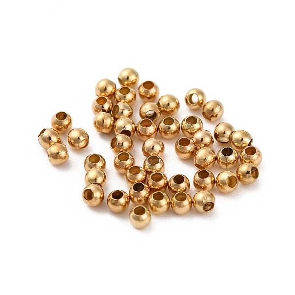 Glossy Brass Round Spacer Beads