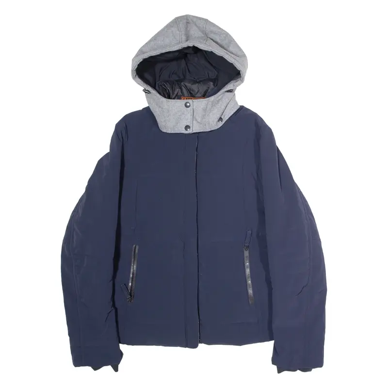 FRAUENSCHUH Ski Womens Puffer Jacket Blue Hooded L
