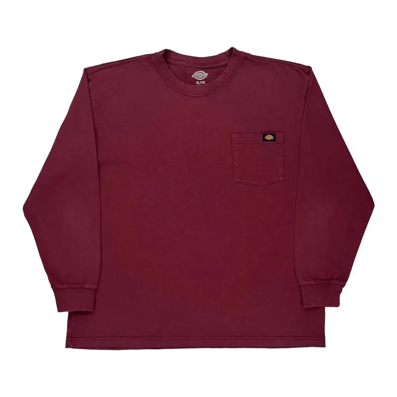 Dickies Long Sleeve T-Shirt - XL Burgundy Cotton