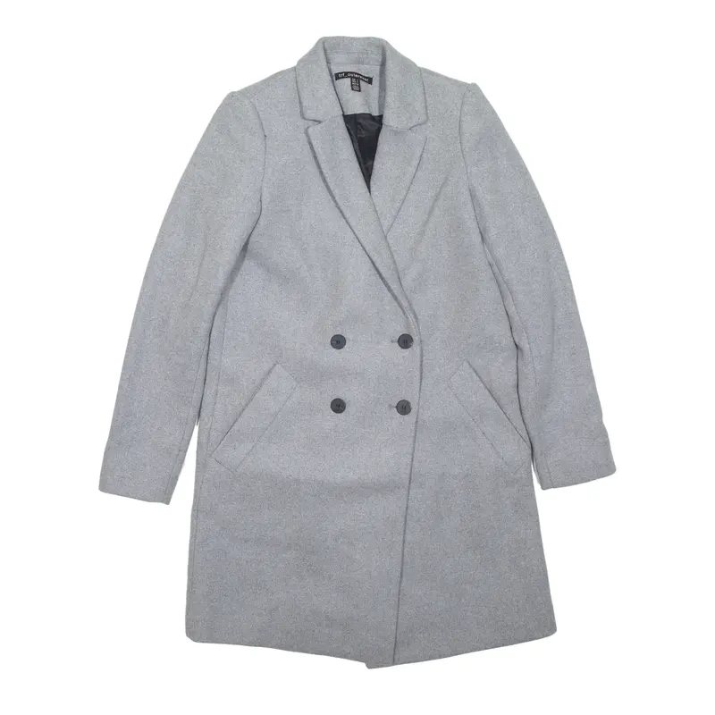 TRF OUTERWEAR Overcoat Jacket Grey Wool Womens S