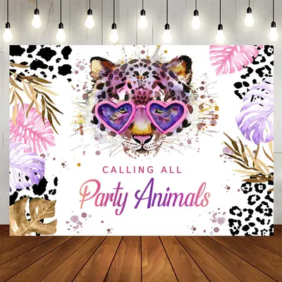 Aperturee Shiny Calling All Party Animals Happy Birthday Backdrop