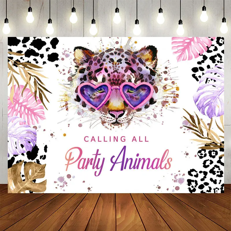 Aperturee Shiny Calling All Party Animals Happy Birthday Backdrop