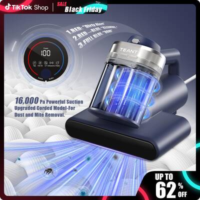 Teant Mattress Vacuum Cleaner for Dust Mites Removal, Bed Vacuum with UV-C Light & 149 Hot Air & Aroma Tablet & LED Disp