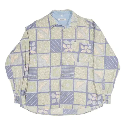 MARIOS Mens Shirt Blue Crazy Pattern Long Sleeve 2XL