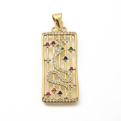 Rack Plating Brass Micro Pave Cubic Zirconia Pendants