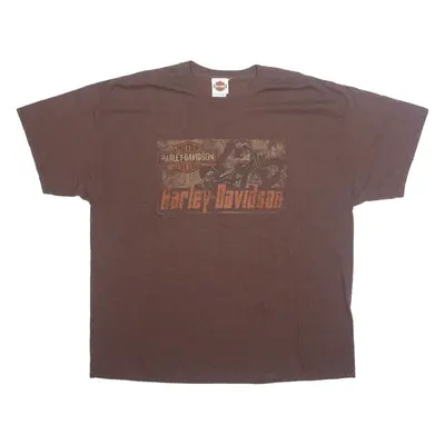HARLEY DAVIDSON San Diego Mens Biker T-Shirt Brown USA 2XL