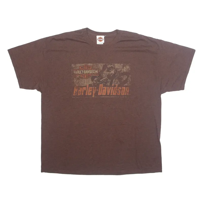 HARLEY DAVIDSON San Diego Mens Biker T-Shirt Brown USA 2XL