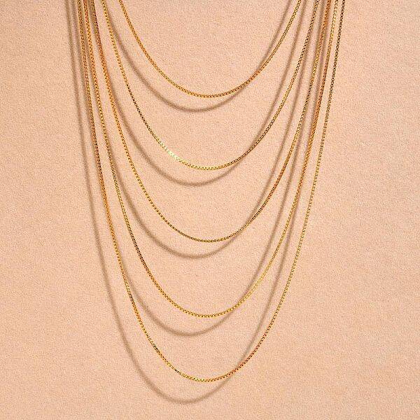 304 Stainless Steel Box Chain Multi Layered Necklaces for Women