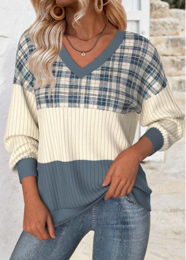 Modlily Multi Color Tummy Coverage Plaid Long Sleeve Sweatshirt - XL