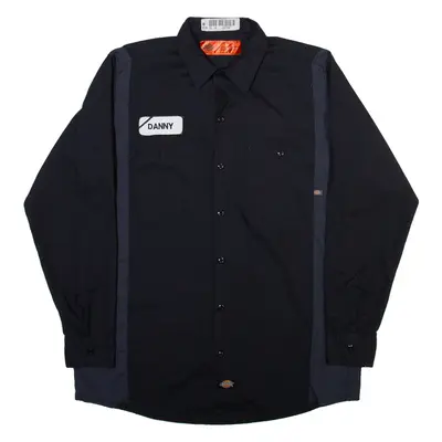 DICKIES Danny Mens Worker Shirt Blue Long Sleeve M