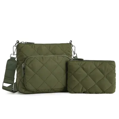 WESTBRONCO fallfreshness Puffer Quilted Crossbody Shoulder Bag for Women with Multi Zipper Pockets & Card Slots Nylon Purses ...