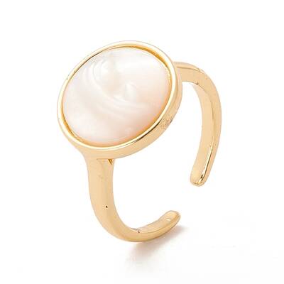 Shell Flat Round Open Cuff Ring