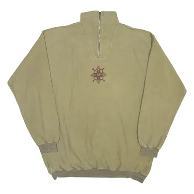 BLUE SEVEN Inner Grove Mens Sweatshirt Green 1/4 Zip 90s XL